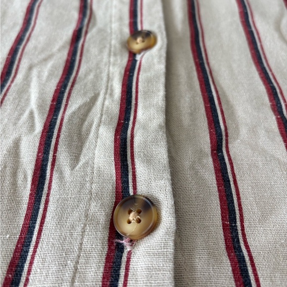 Active USA linen blend striped safari sundress tan size L - Picture 13 of 16